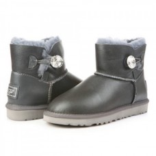 UGG Bailey Button Mini Bling Leather Gray